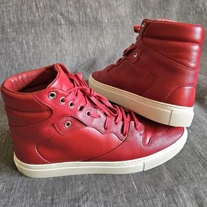 Men's Balenciaga Red Leather Hightop Sneakers Size 8 (NDS)